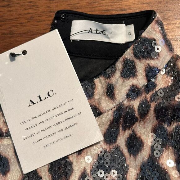 A.L.C. Marshall Sequin Leopard Animal Print Top - Picture 6 of 9